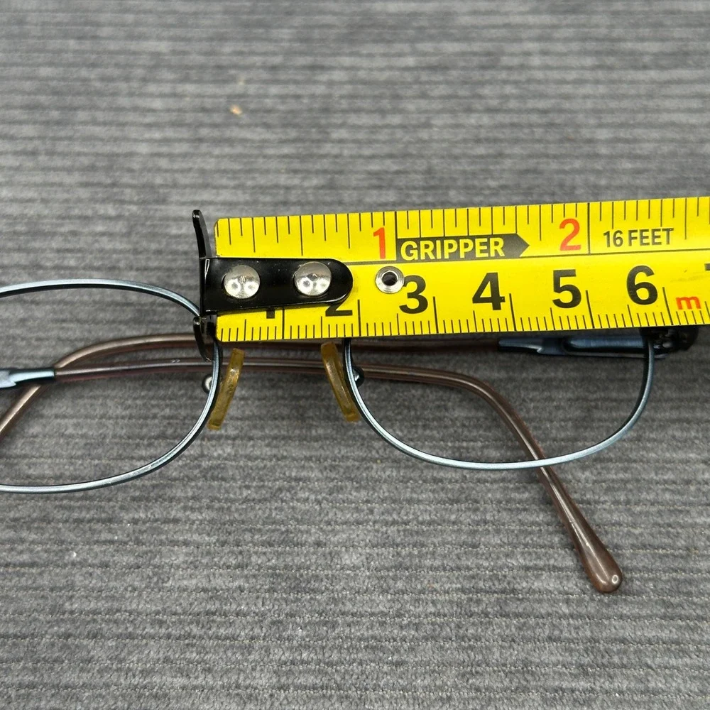 Guess Oval Y2K Eyeglasses Gunmetal Blue Metal Frame Bronze Temples Vintage Style